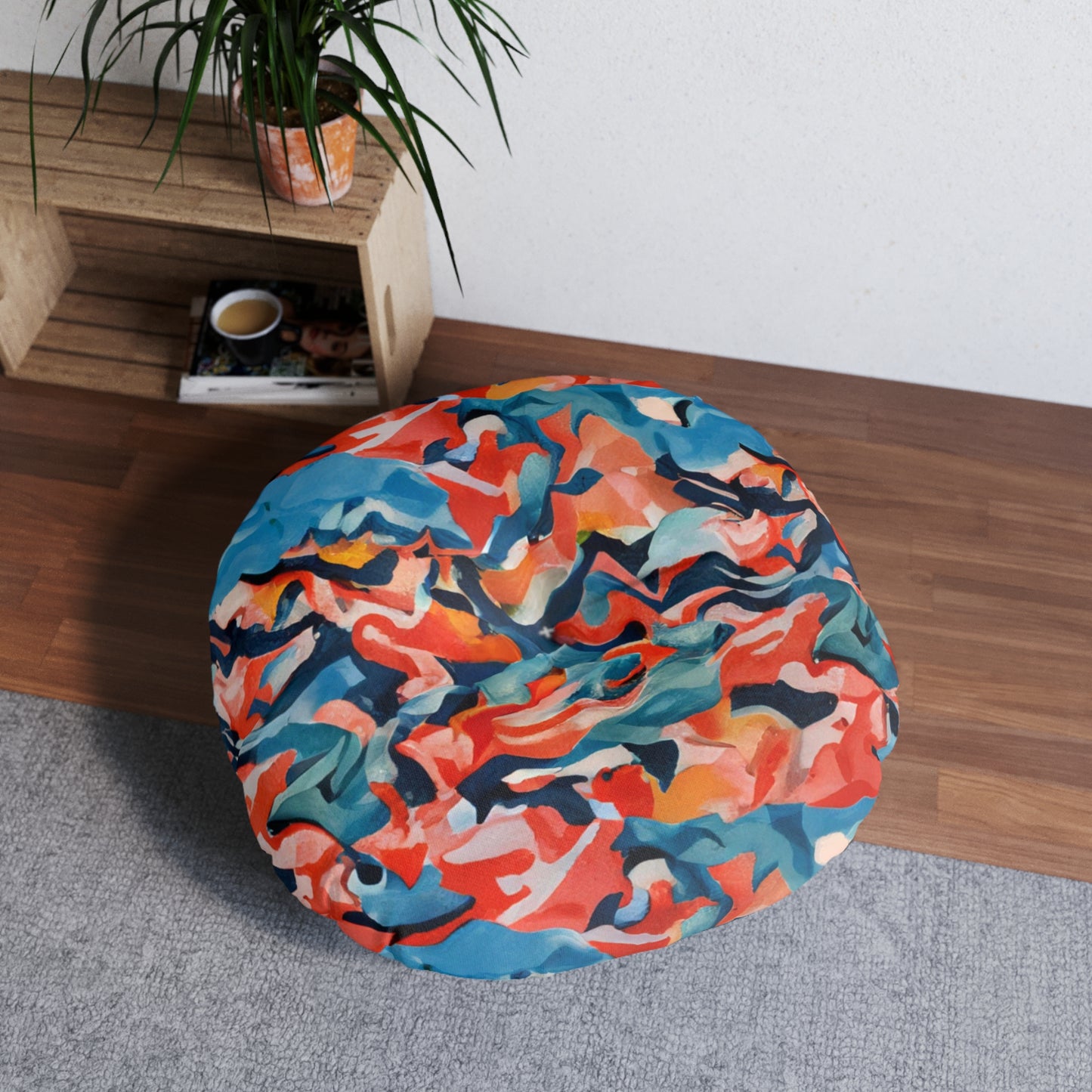 Caribbean Fall RoundTufted Floor Pillow