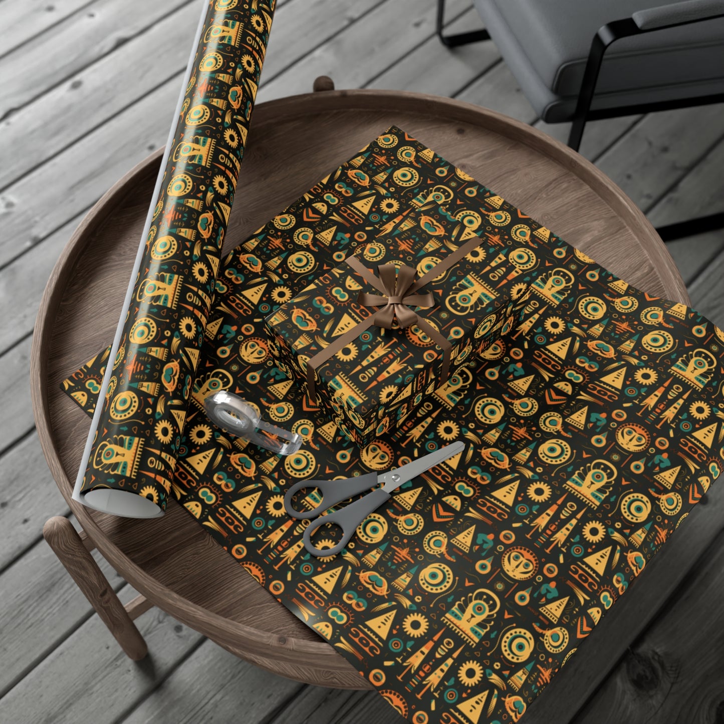 Fall Colors Egyptian Motif Gift Wrap Papers