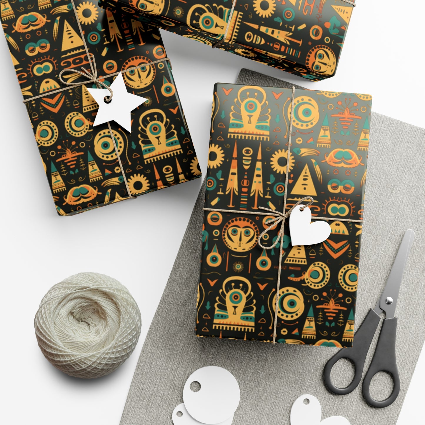 Fall Colors Egyptian Motif Gift Wrap Papers