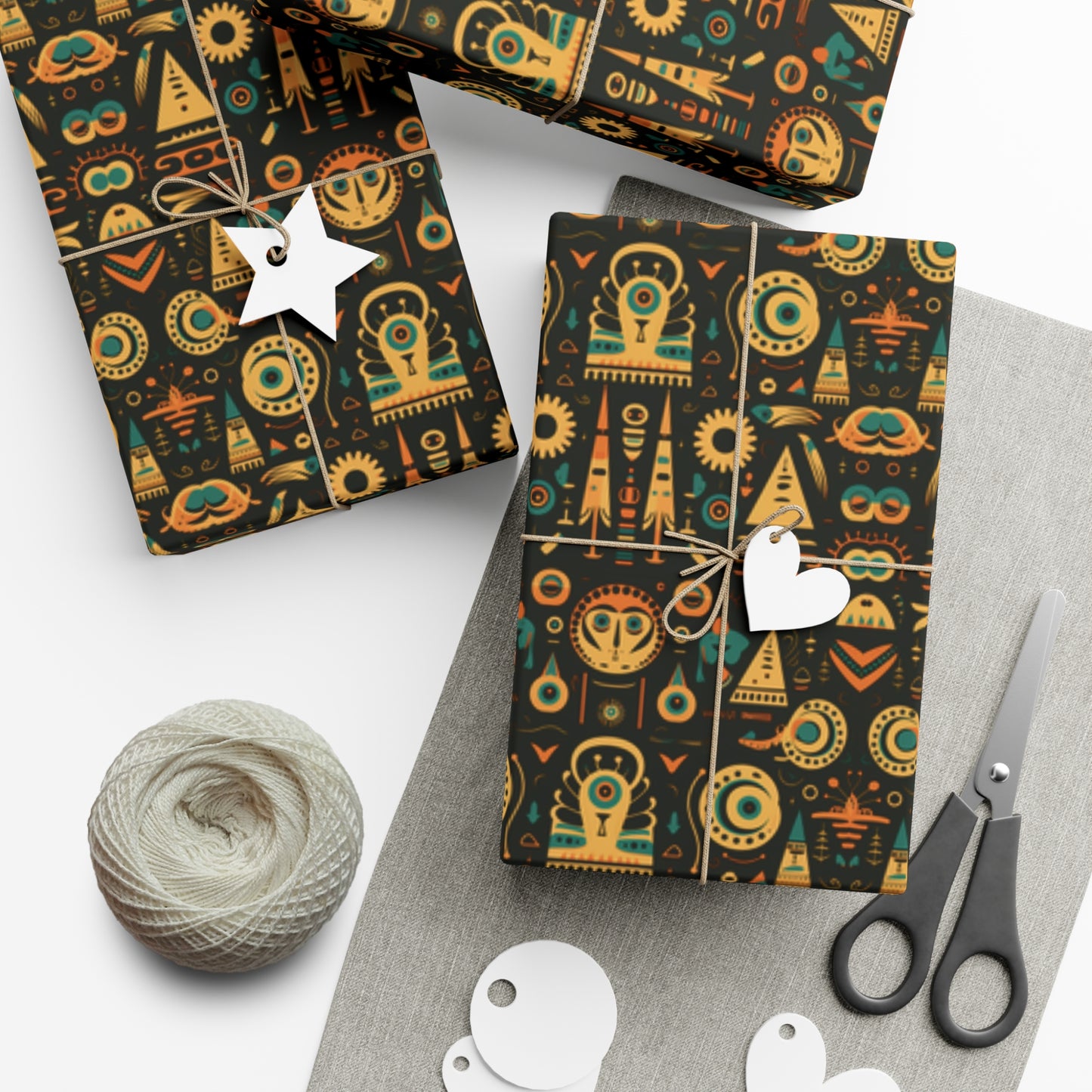 Fall Colors Egyptian Motif Gift Wrap Papers