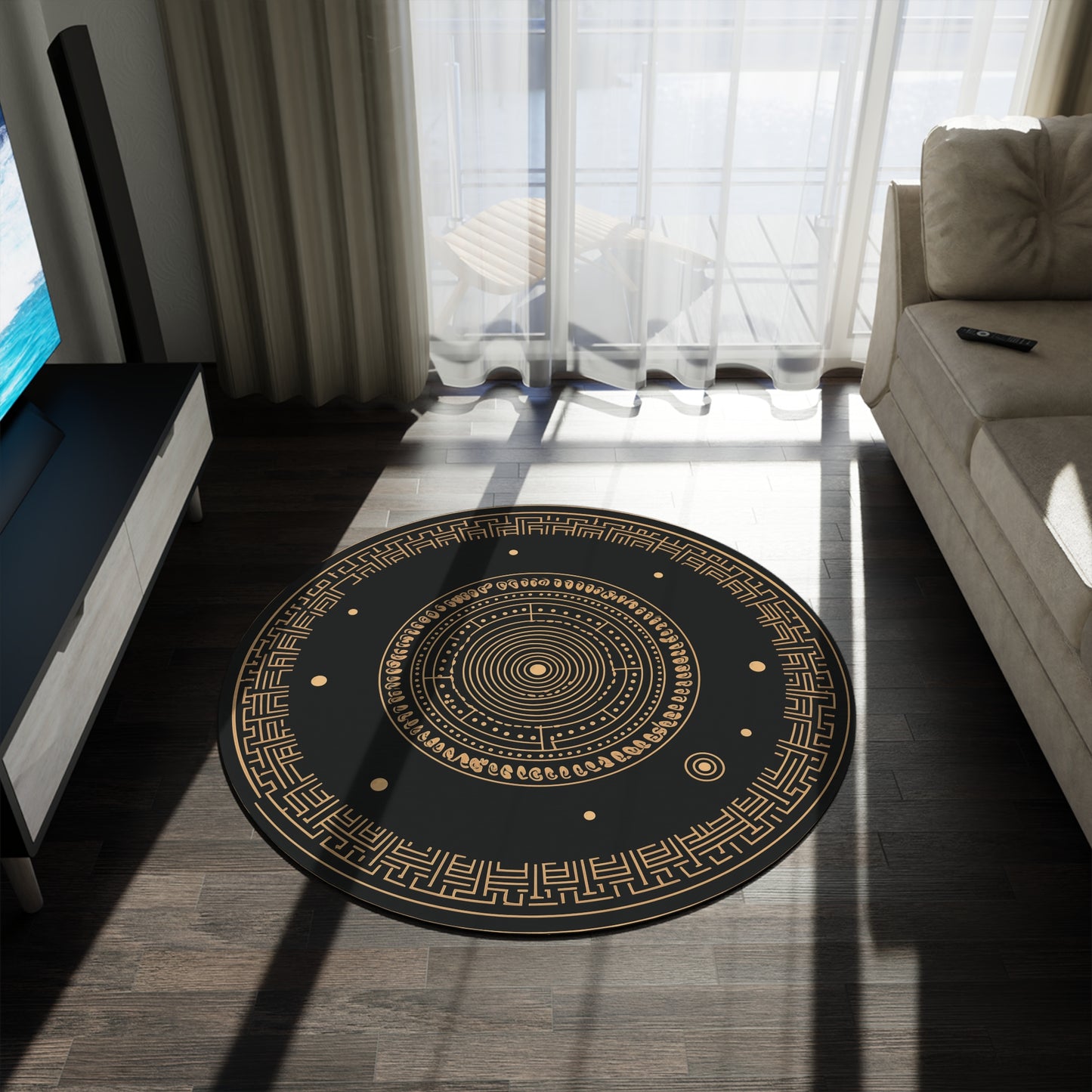 Futuristic Roman Empire Round Accent Rug