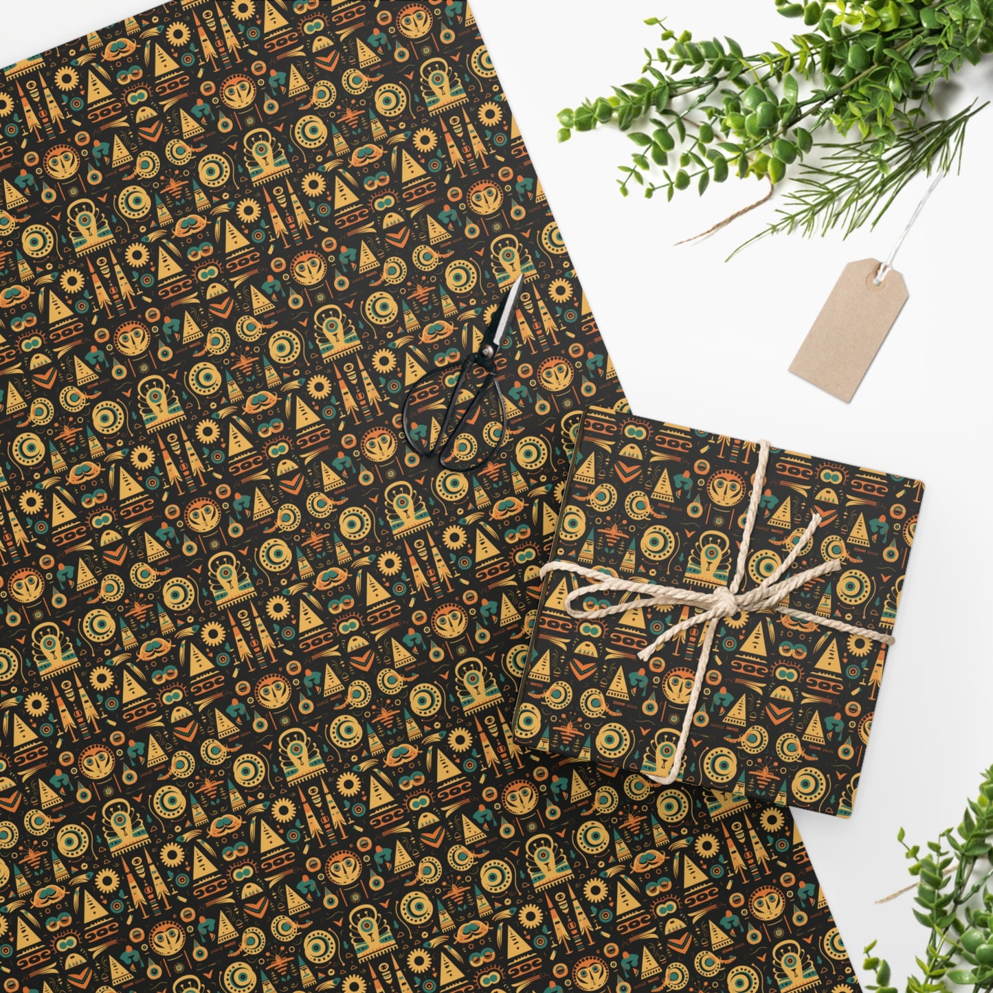 Egyptian Motif with Fall Colors Exclusive Gift Wrapping Paper