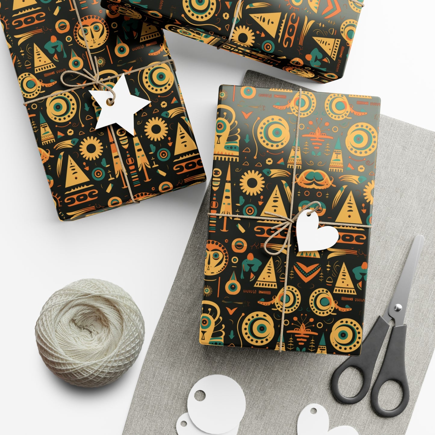 Fall Colors Egyptian Motif Gift Wrap Papers